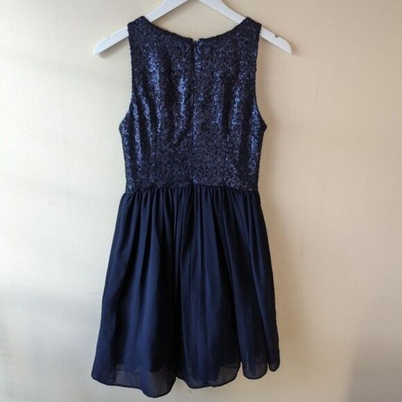 BB Dakota Navy Blue Sequin Mini Dress Size 4 - Picture 2 of 9